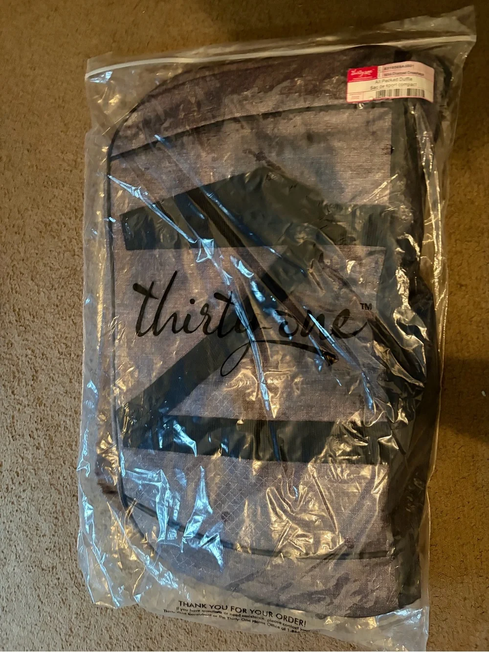 Thirty-One Gray All-Packed Duffel Bag